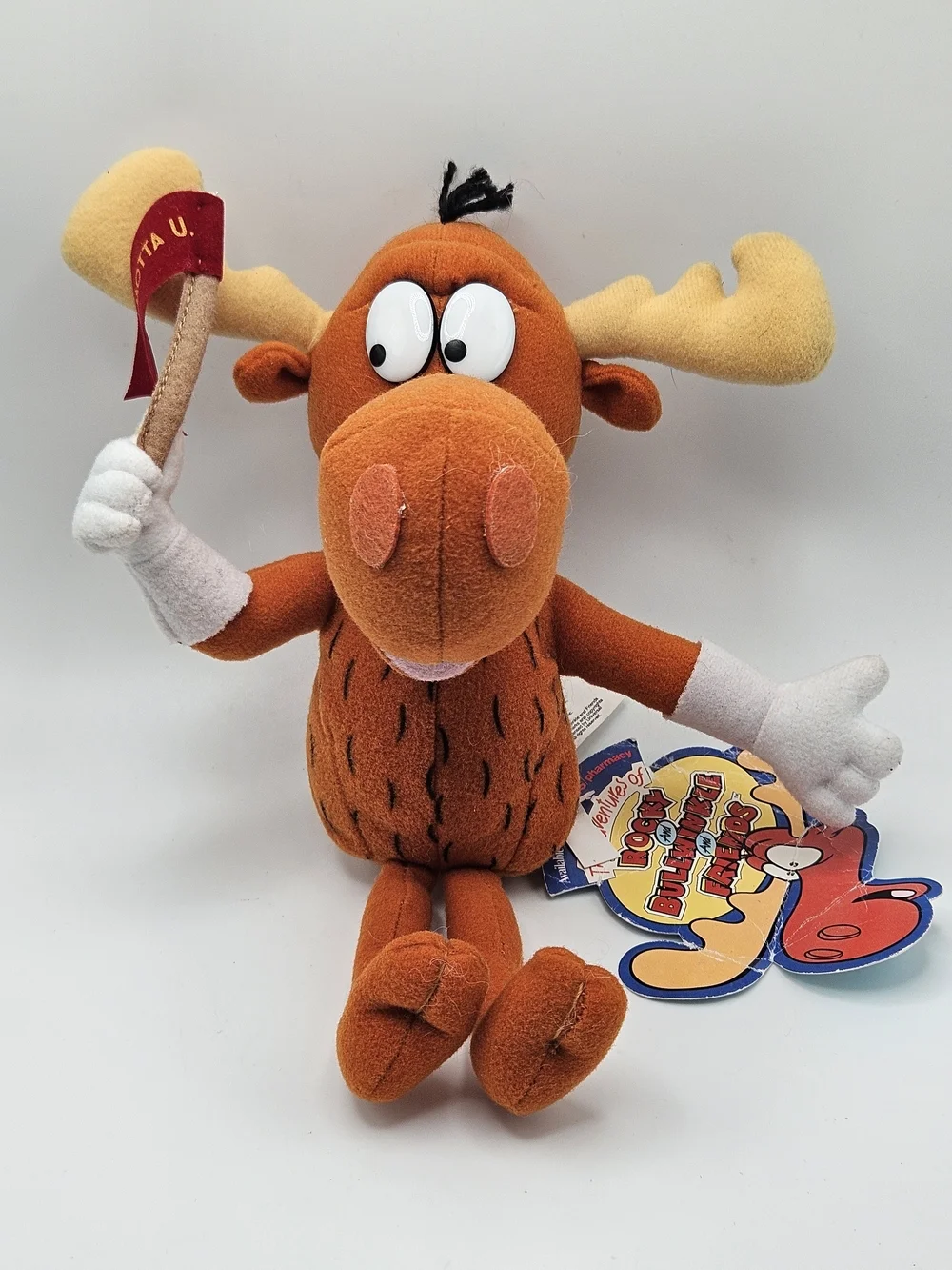 NEW VINTAGE Bullwinkle J Moose Plush Wossamotta U. STUFFINS Plush 9